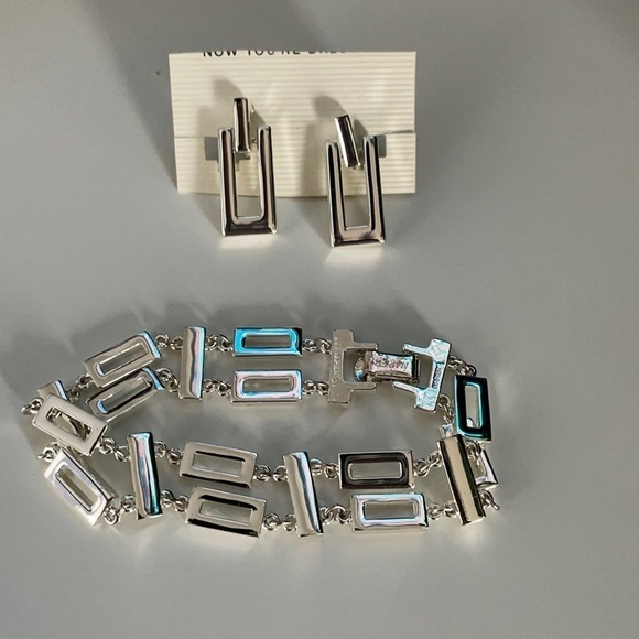 Napier Jewelry - New Silver Bracelet and Earring Set (clip on)